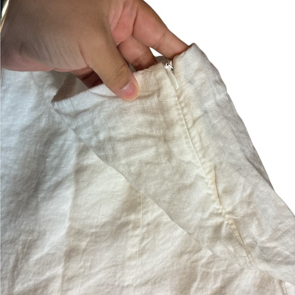 EILEEN FISHER White Irish Linen Midi Lined Skirt Beach Vacation A Line Large - Picture 6 of 9